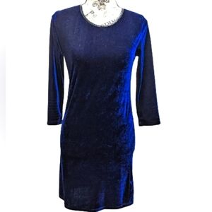 Seductions long sleeves dark blue velvet dress size M